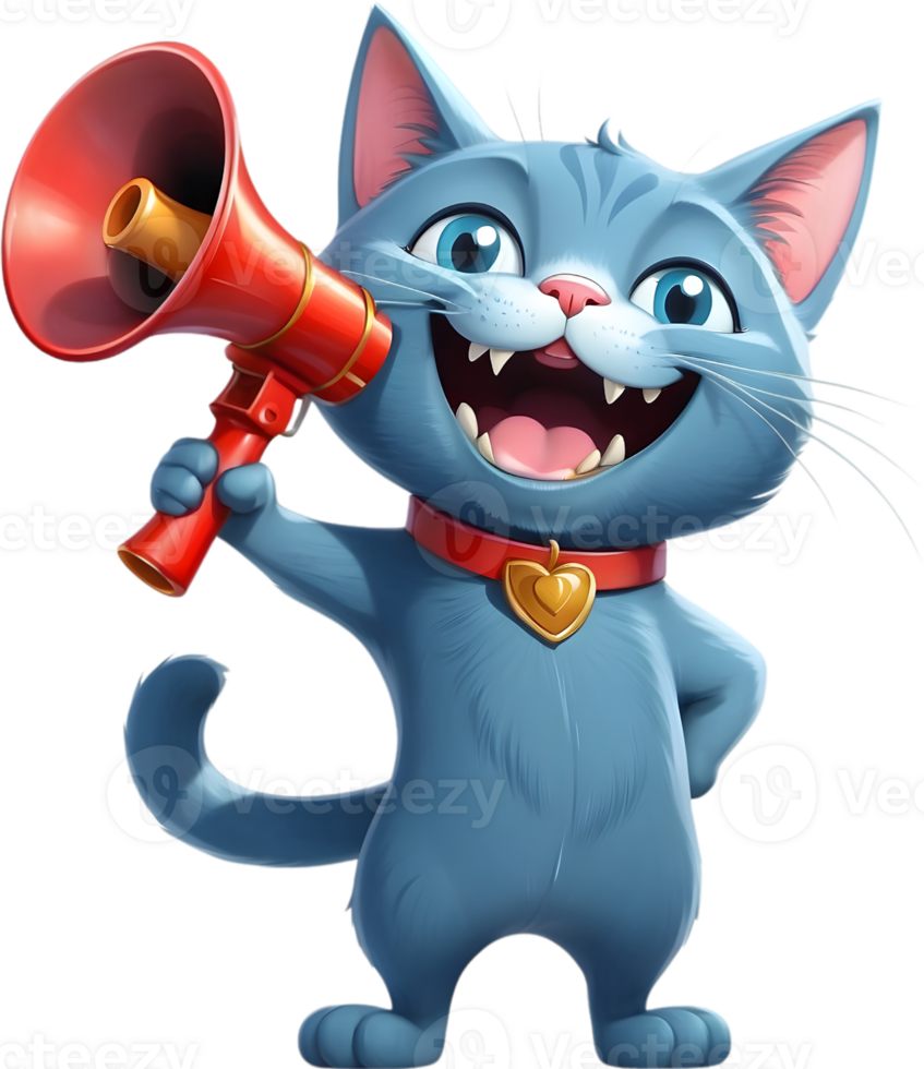 cartoon cat  holding a megaphone ai generative png