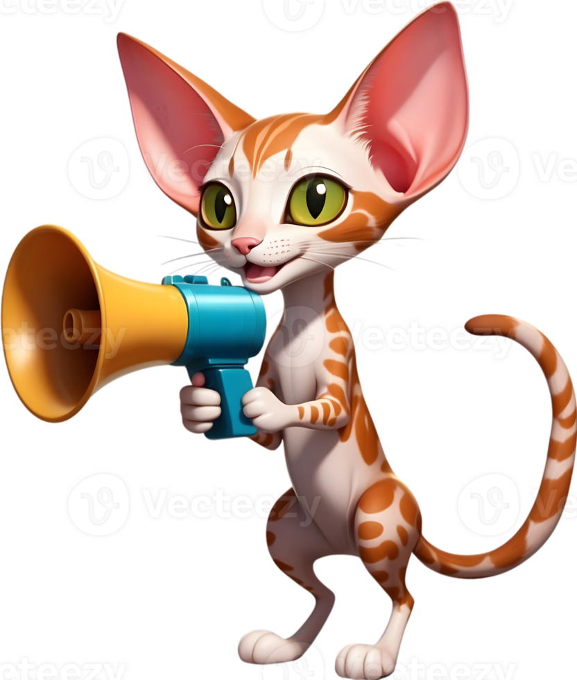 cartoon cat  holding a megaphone ai generative png