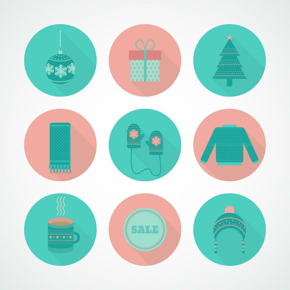 Set of Christmas icons in flat design vector