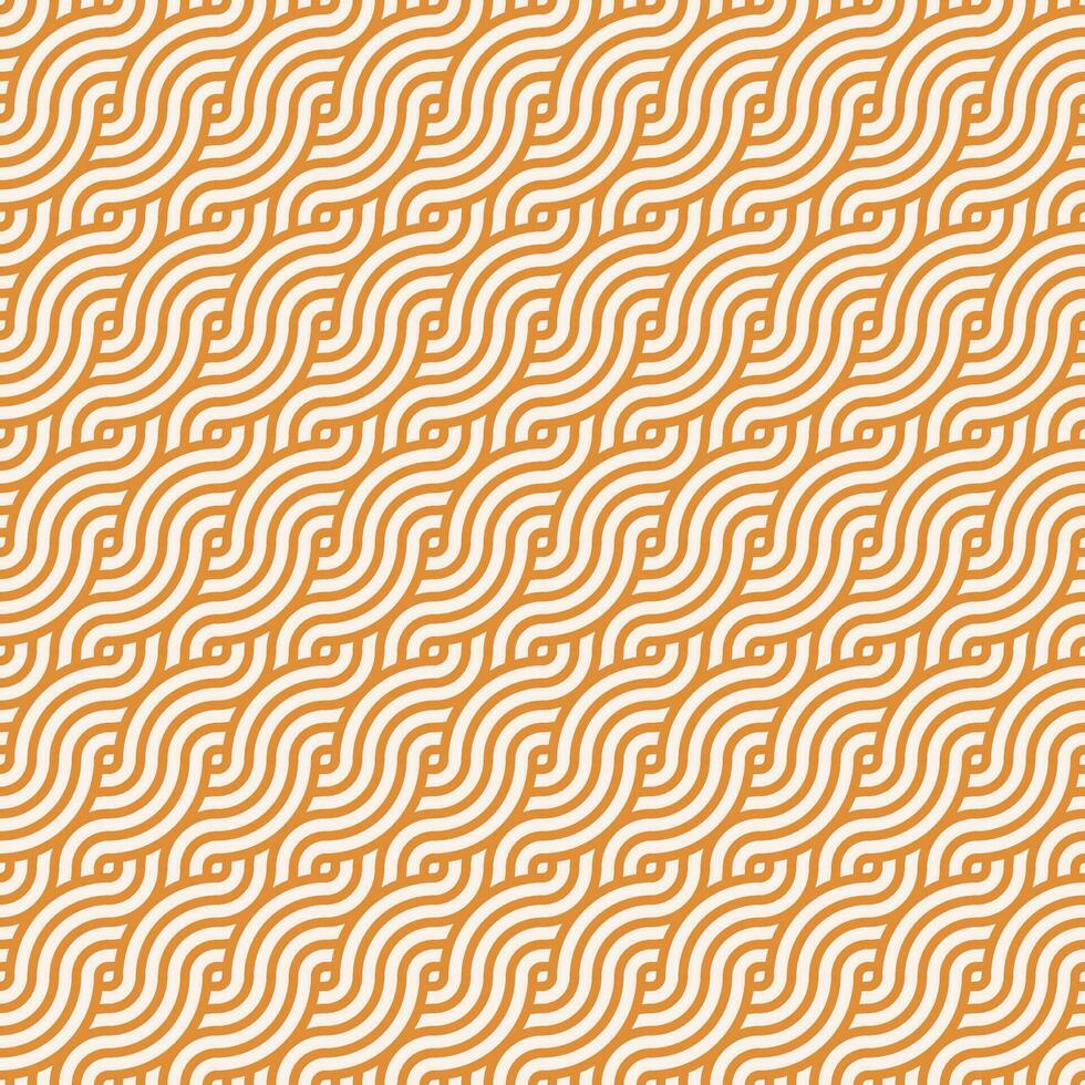 Orange seamless geometric japanese circles swirls and waves pattern vector