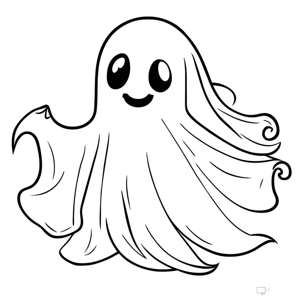 simple mini cartoon ghost vector illustration