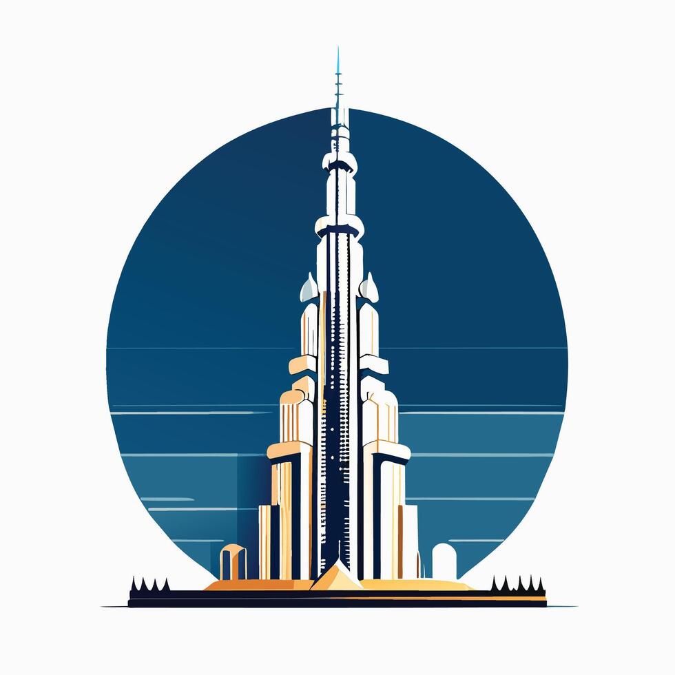 Beautiful Burj Khalifa isolated white vector