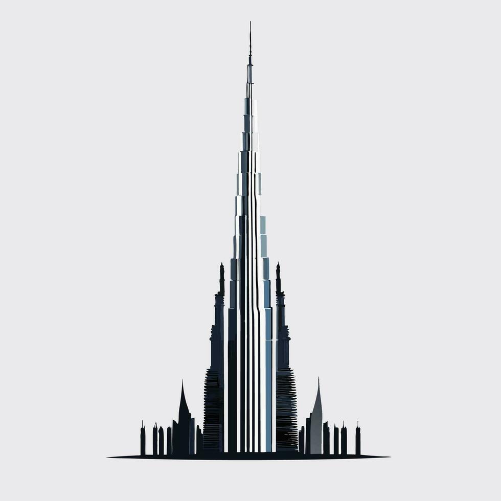 Beautiful Burj Khalifa isolated white vector
