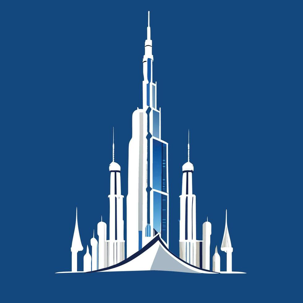 hermosa burj califa aislado blanco vector