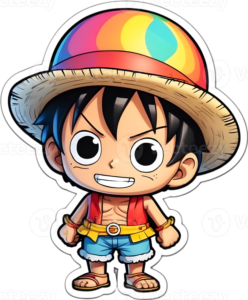one piece luffy with rainbow color ai generative png
