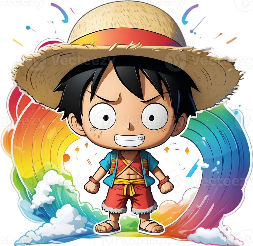 one piece luffy with rainbow color ai generative 34217995 PNG