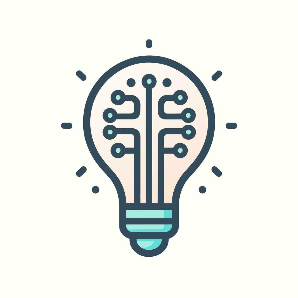 It solutions filled gradient logo. Innovation business value. Light bulb with circuit element icon. Design element. Created with artificial intelligence. Ai art for corporate branding vector
