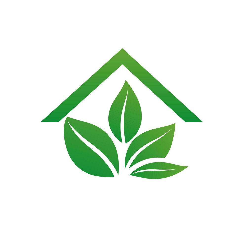 Electrical utility gradient line logo. Sustainability business value. House with leaves icon. Design element. Created with artificial intelligence. Ai art for corporate branding, promotion vector