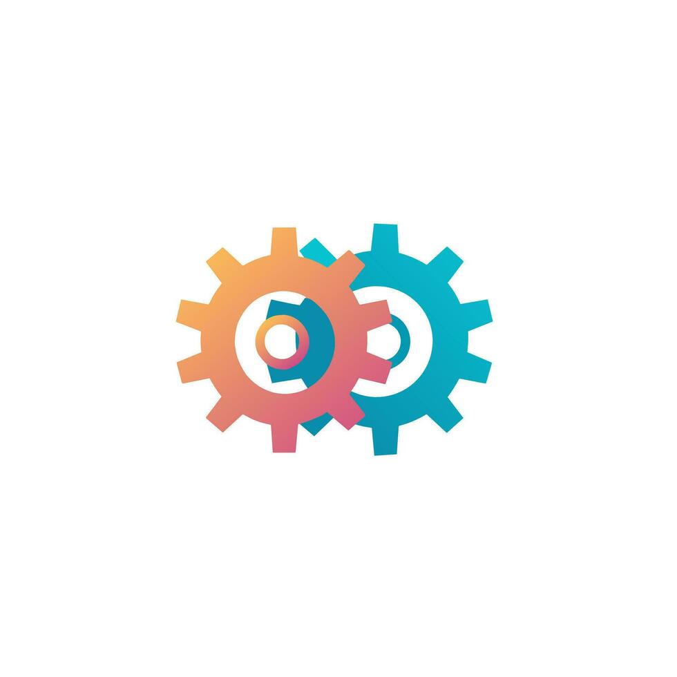 Full stack development filled gradient logo. Connected cogwheels simple icon. Innovation business value. Design element. Created with artificial intelligence. Ai art for corporate branding vector