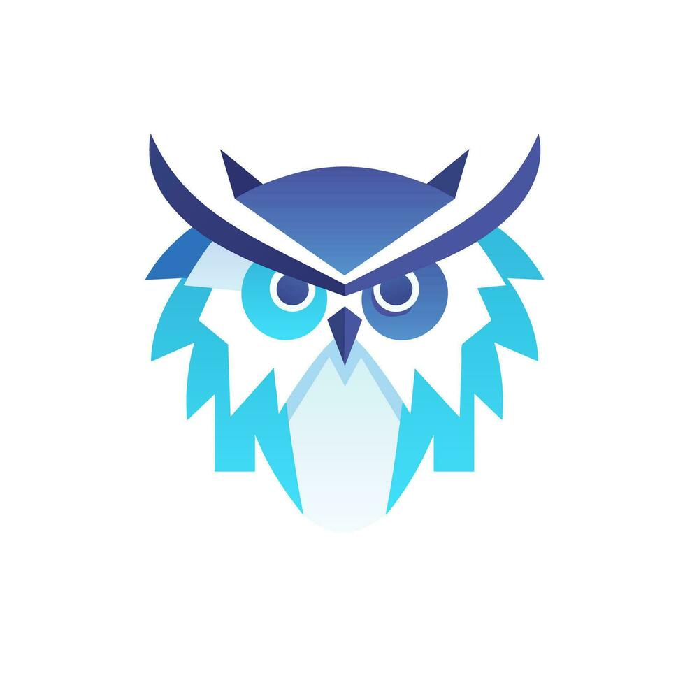 SaaS company filled gradient logo. Intelligence business value. Owl minimalist abstract icon. Design element. Created with artificial intelligence. Ai art for corporate branding, website vector