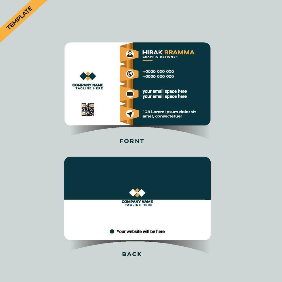 corporate business card template design, creative and clean business card vector illustration.