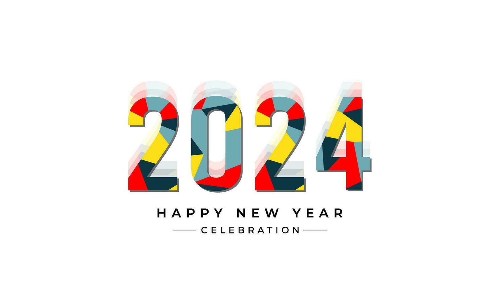 Happy new year 2024 with colorful typography concept. 2024 new year celebration concept for calendar, banner, flyer, poster and social media post template design. vector