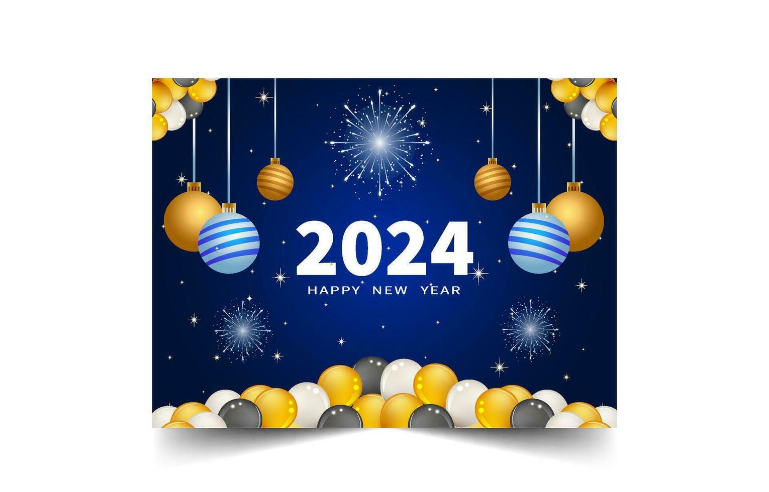 Happy new year  2024 celebration concept for greeting card banner and post template vector