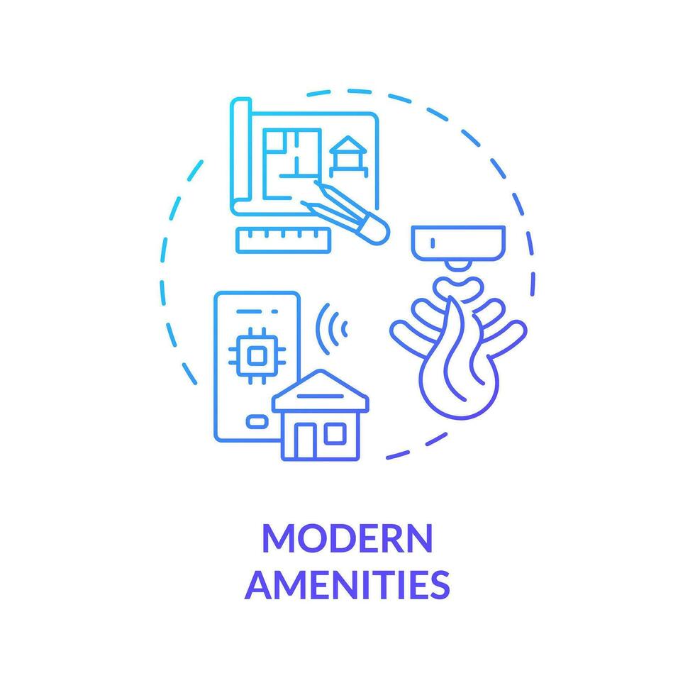2D gradient modern amenities icon, simple isolated vector, construction cost thin line illustration. vector