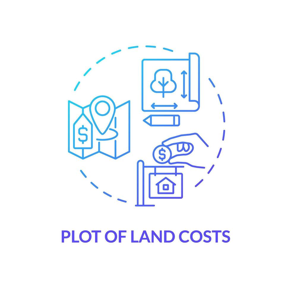 2D gradient plot of land costs icon, simple isolated vector, construction cost thin line illustration. vector