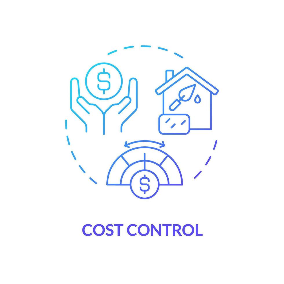 2D gradient cost control icon, simple isolated vector, construction cost thin line illustration. vector