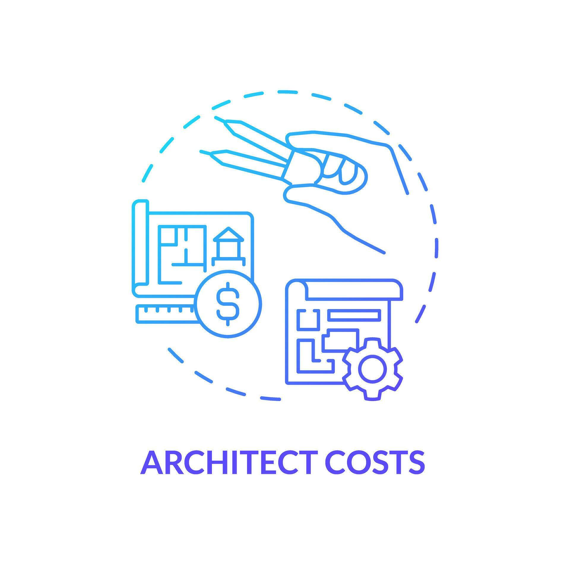 2D gradient architect costs icon, simple isolated vector, construction