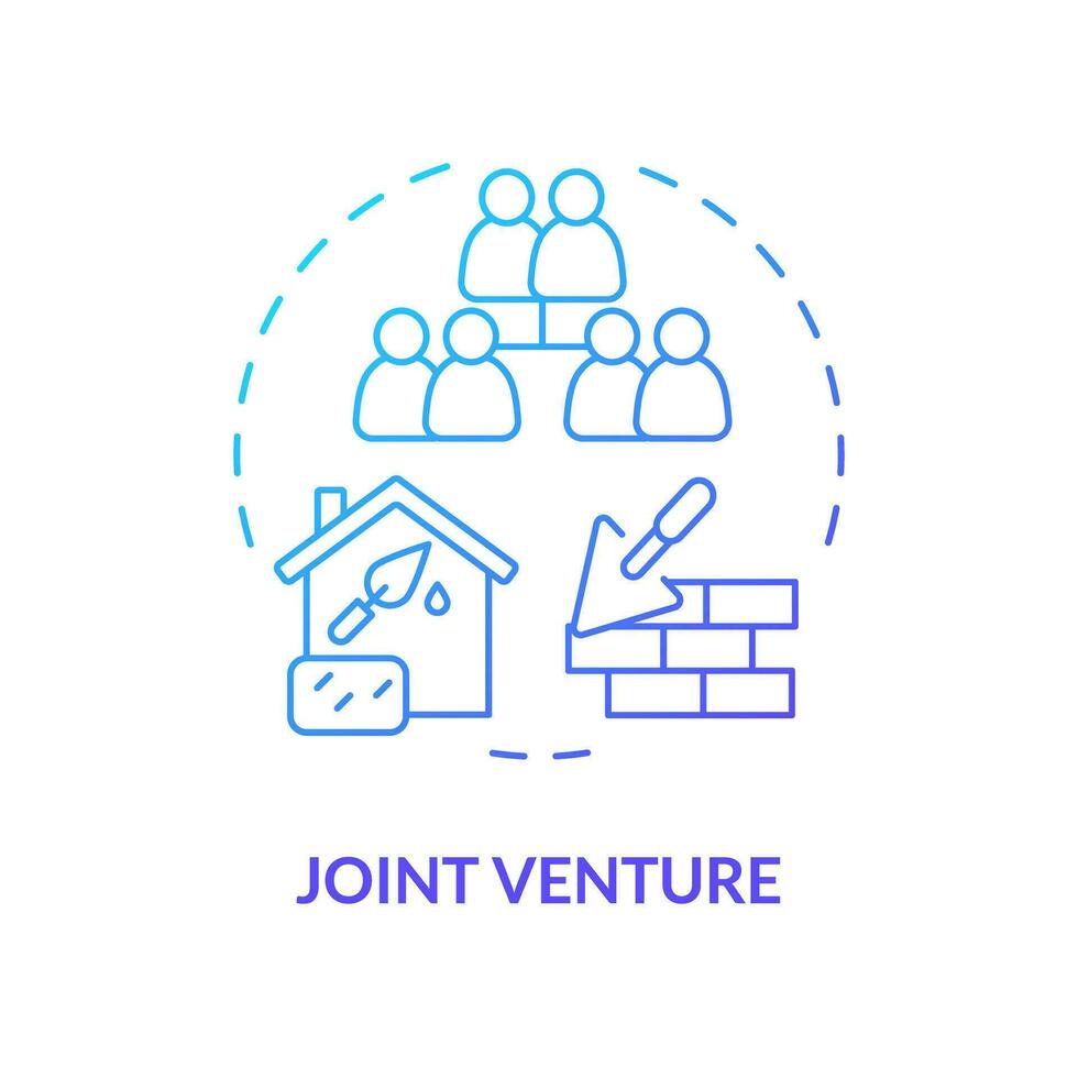 2D gradient joint venture icon, simple isolated vector, construction cost thin line illustration. vector