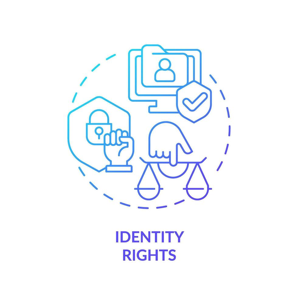 2D gradient identity rights icon, simple isolated vector, cyber law thin line illustration. vector