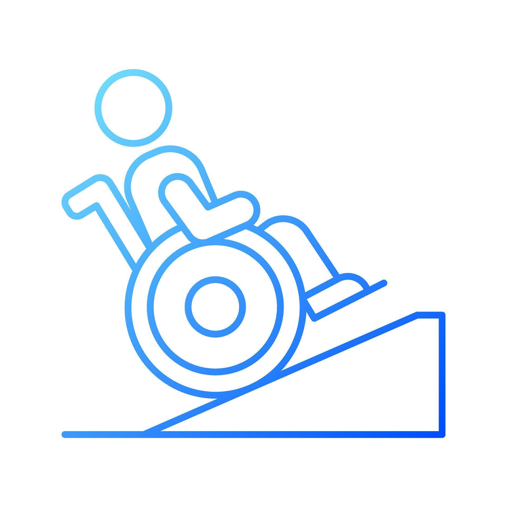 2D pixel perfect gradient handicap ramp icon, isolated vector, thin