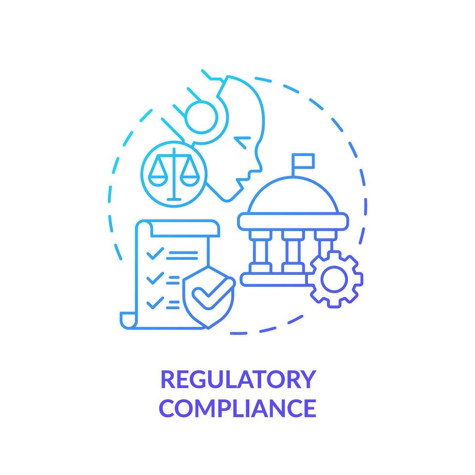 2D gradient regulatory compliance icon, simple isolated vector, cyber law thin line illustration. vector