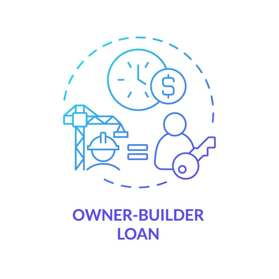 2D gradient owner builder loan icon, simple isolated vector, construction cost thin line illustration. vector