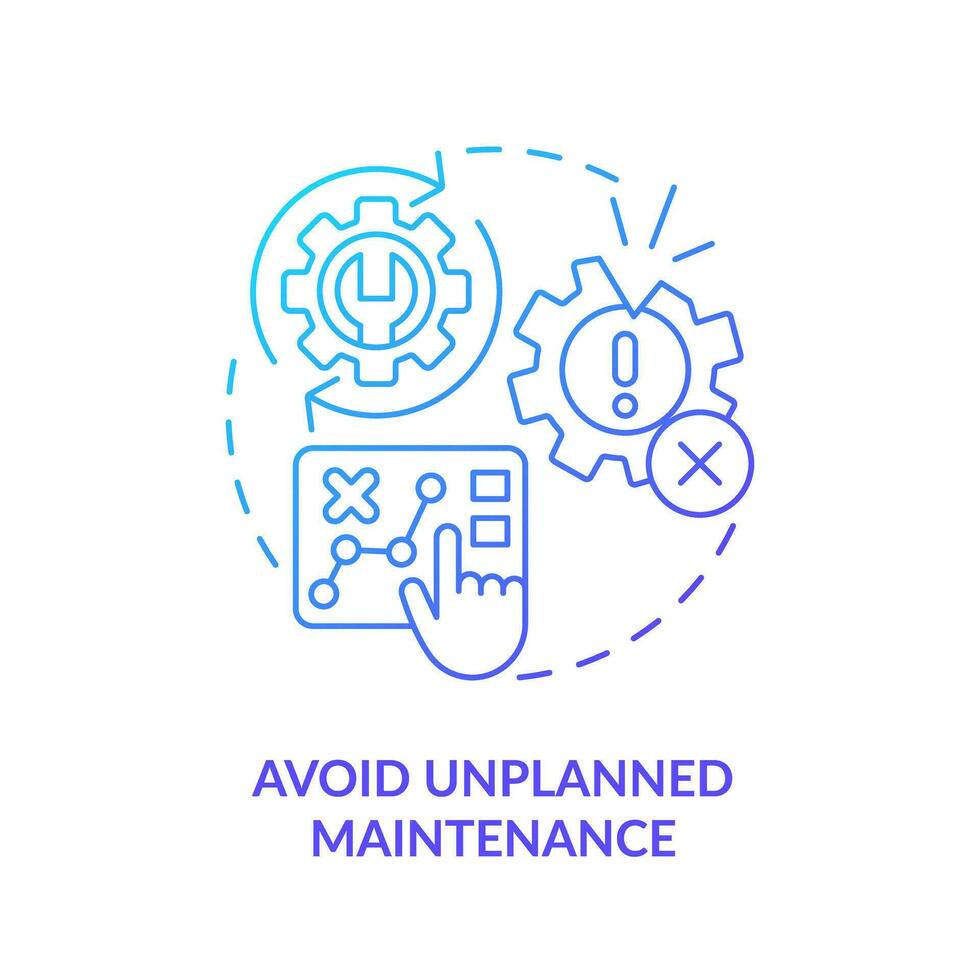 2D gradient icon avoid unplanned maintenance concept, isolated vector, predictive maintenance thin line illustration. vector