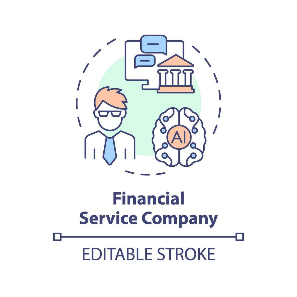 2D editable multicolor financial service company icon, simple isolated vector, AI engineer thin line illustration. vector