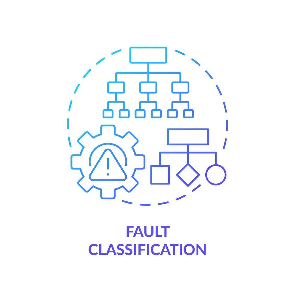 2D gradient icon fault classification concept, isolated vector, predictive maintenance thin line illustration. vector