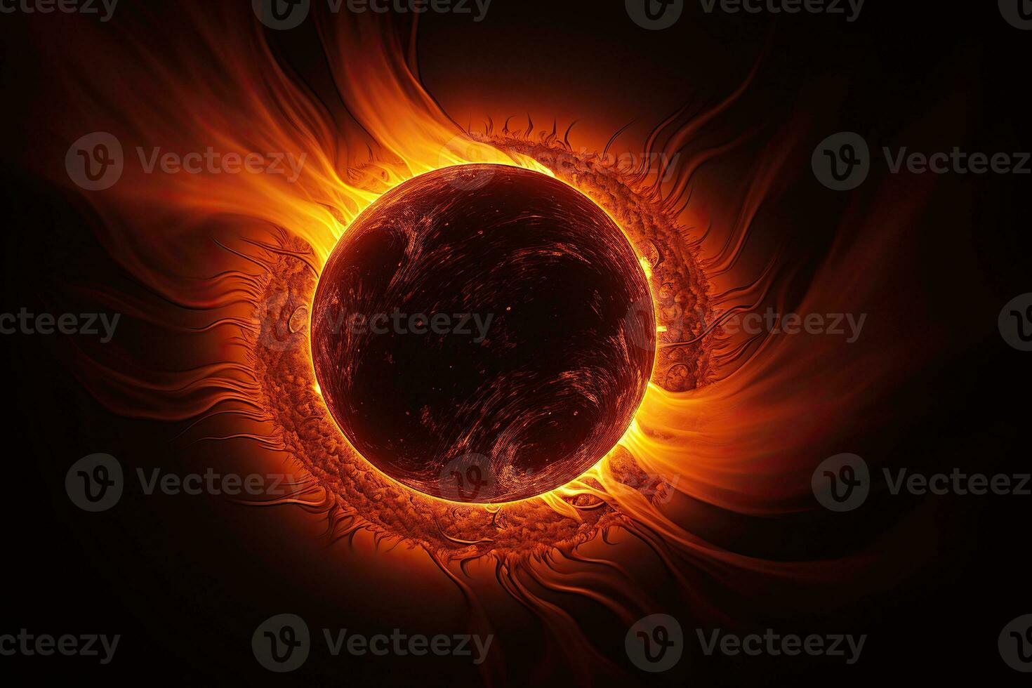 Fantastic view of the solar eclipse. Generated by artificial intelligence photo