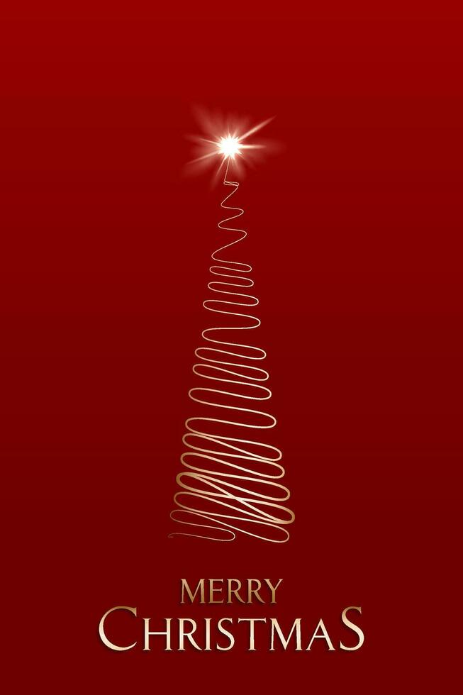 doodle line christmas tree in luxury gold color vector