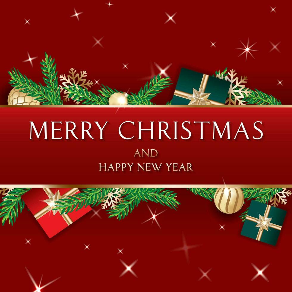 Merry Christmas and New Year greeting cards vector