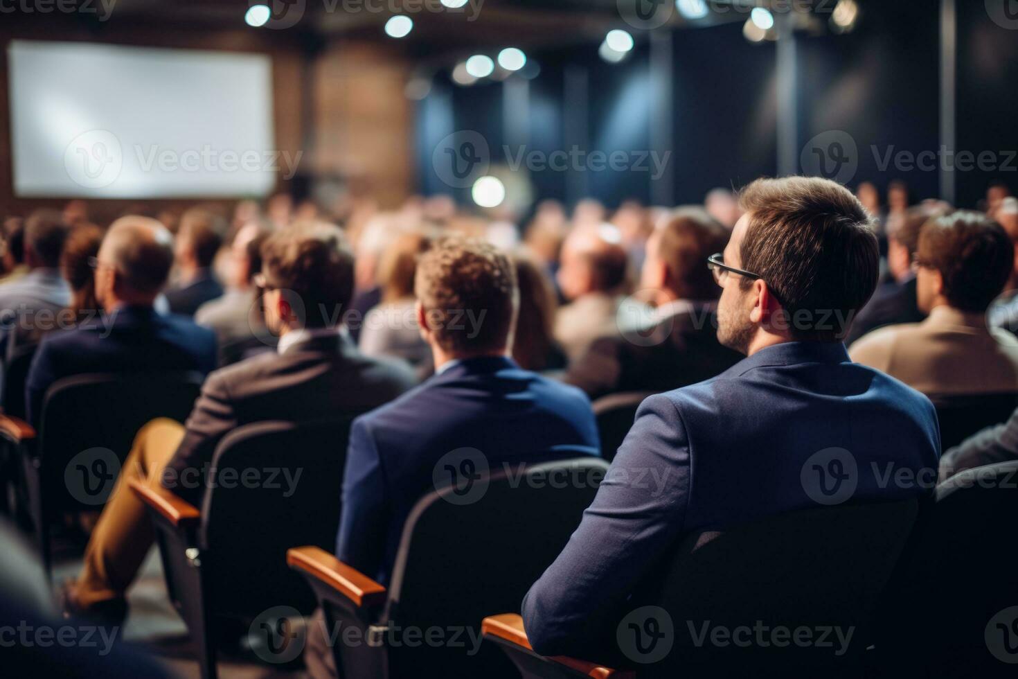 Leadership conference presentation diverse audience background with empty space for text photo