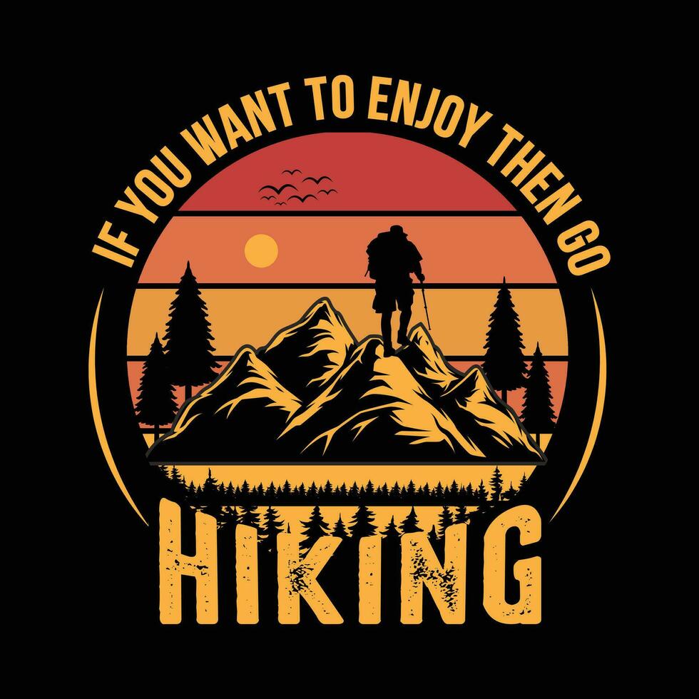 Hiking typography vector t-shirt design, graphic element, vintage artwork, illustration