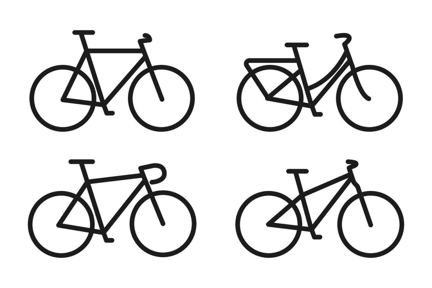 Bike icon set with line and black color vector