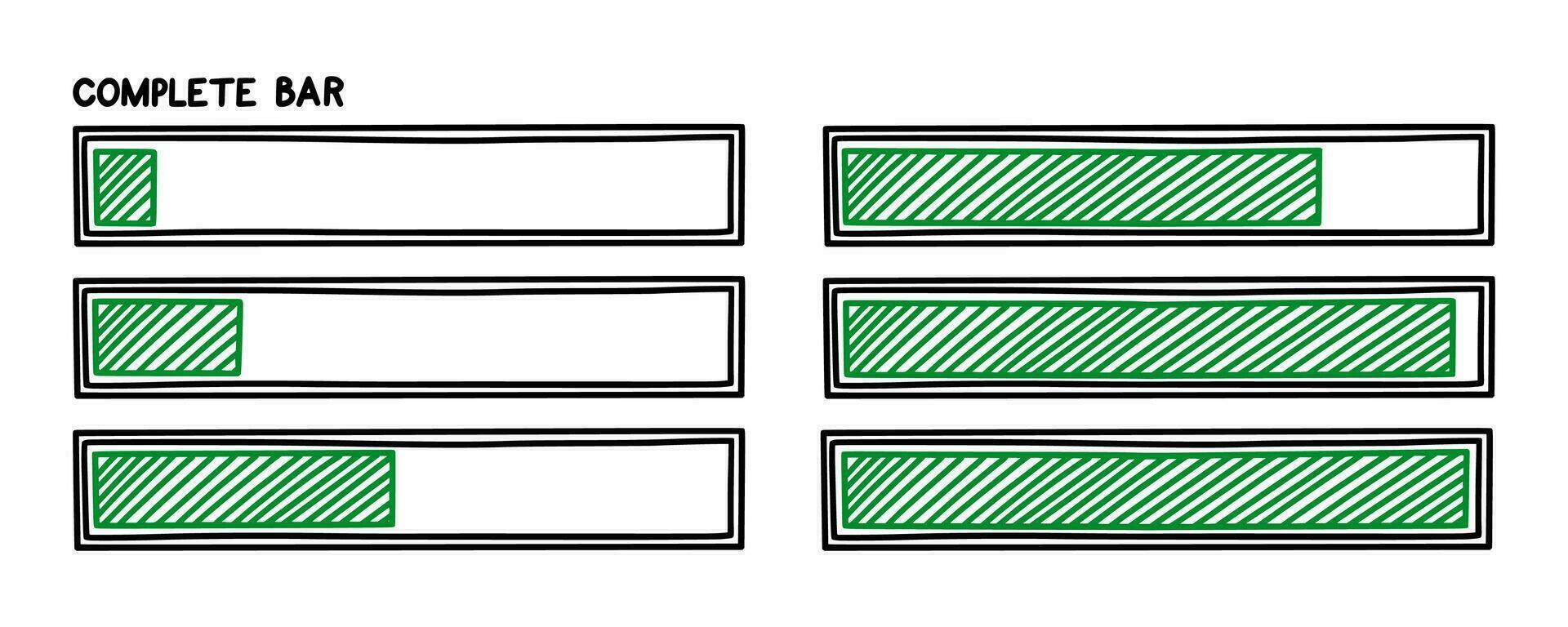 barra de carga de progreso. elemento de diseño de infografías con estado de finalización. ilustración vectorial dibujada a mano vector