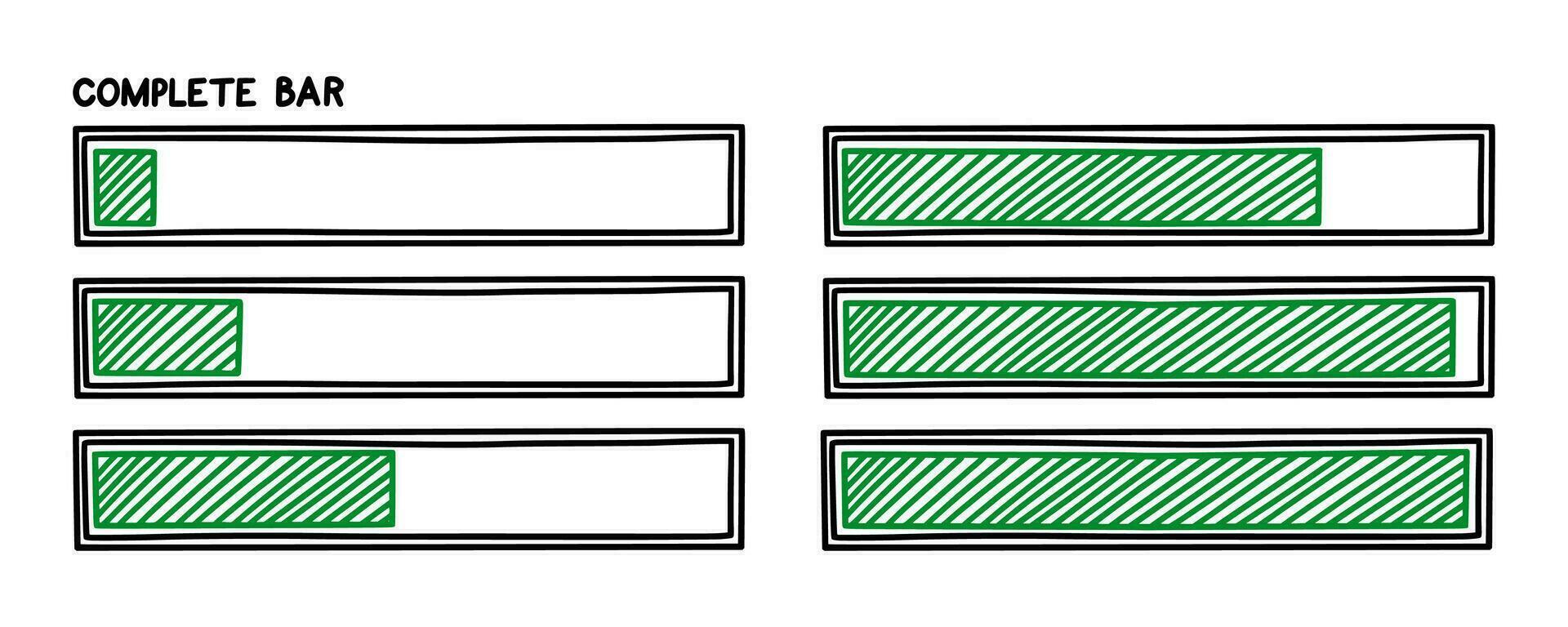 Progress loading bar. Infographics design element with status of completion. Hand drawn vector illustration