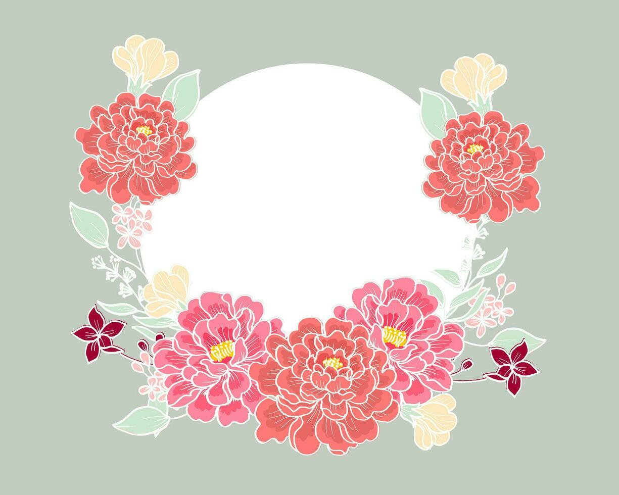 Hand Drawn Bold Rose Flower Wreath vector