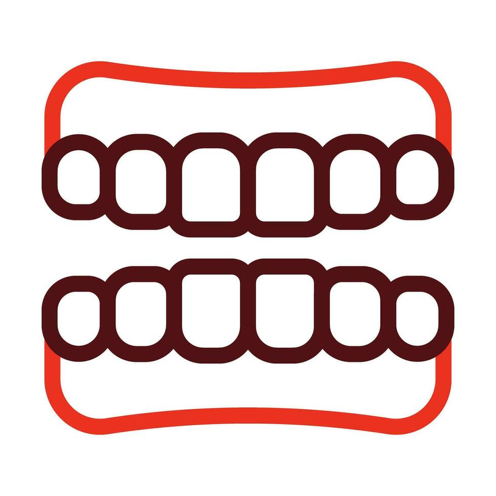 Dentures Vector Thick Line Two Color Icons For Personal And Commercial Use.