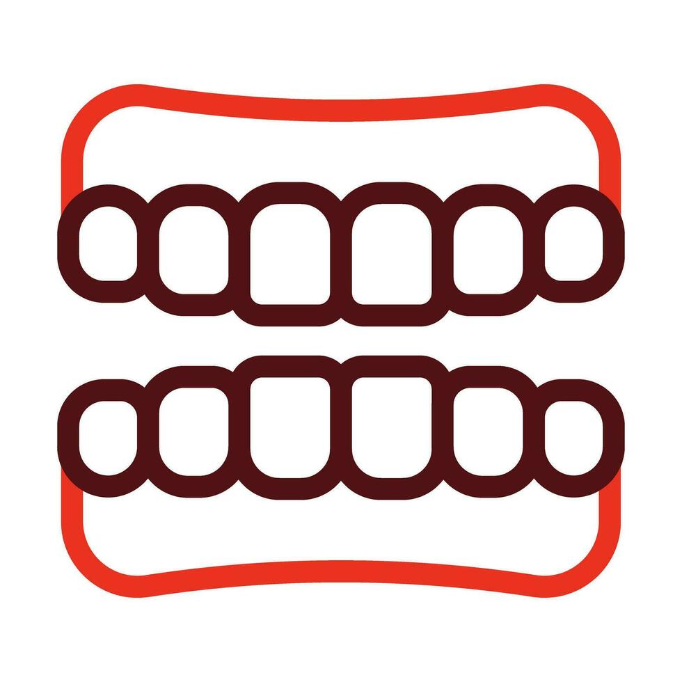 Dentures Vector Thick Line Two Color Icons For Personal And Commercial Use.