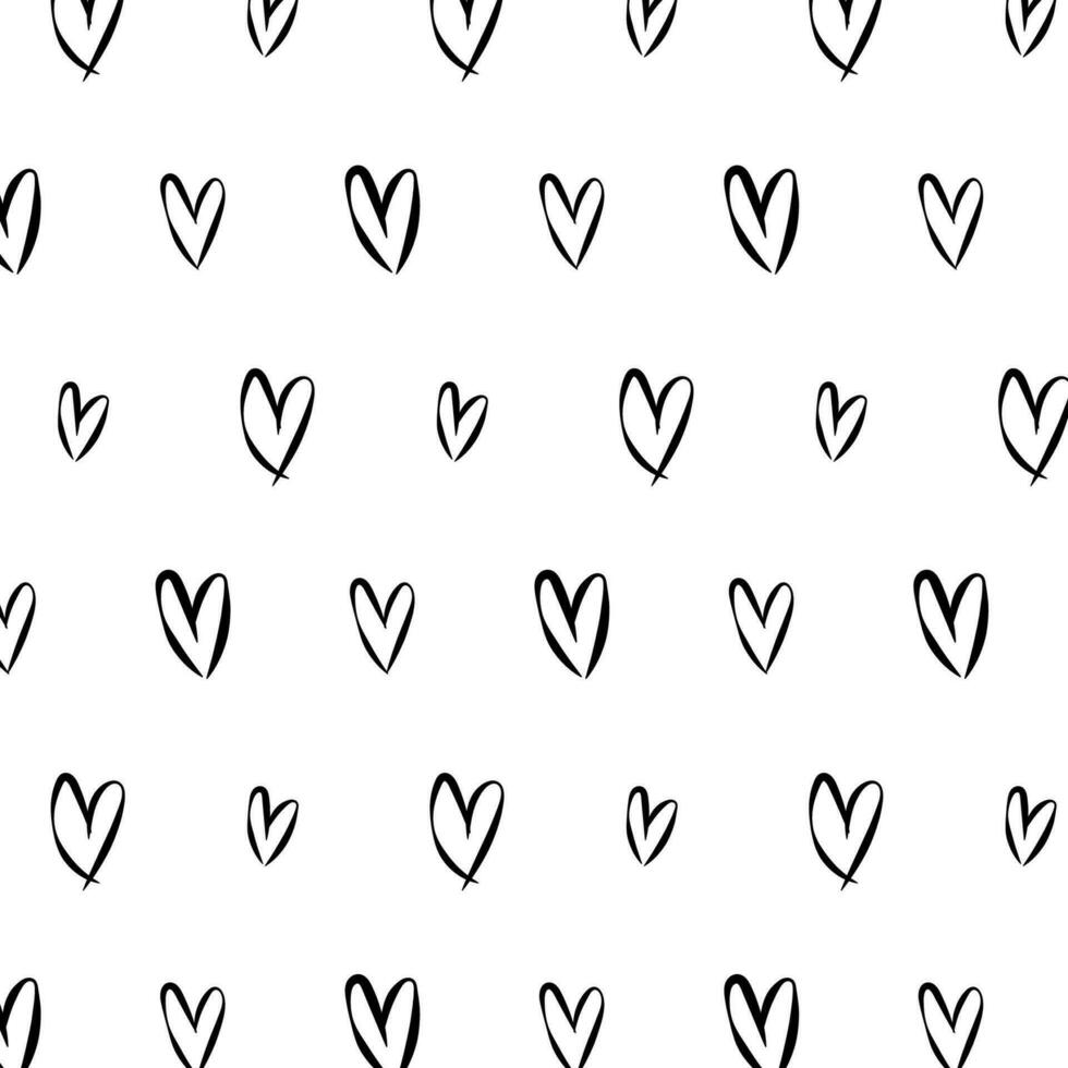 Love doddle style seamless pattern on white background. Vector illustration