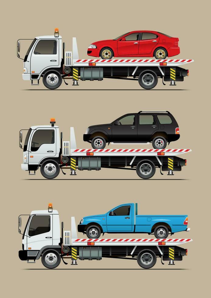 conjunto de corredizo remolcar camión y roto coche vector