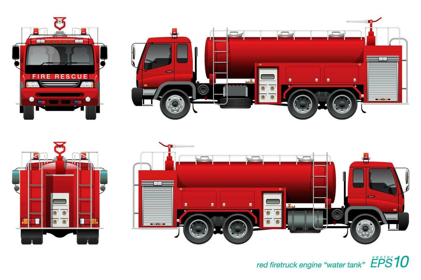 Red Fire engine Water Tank vector