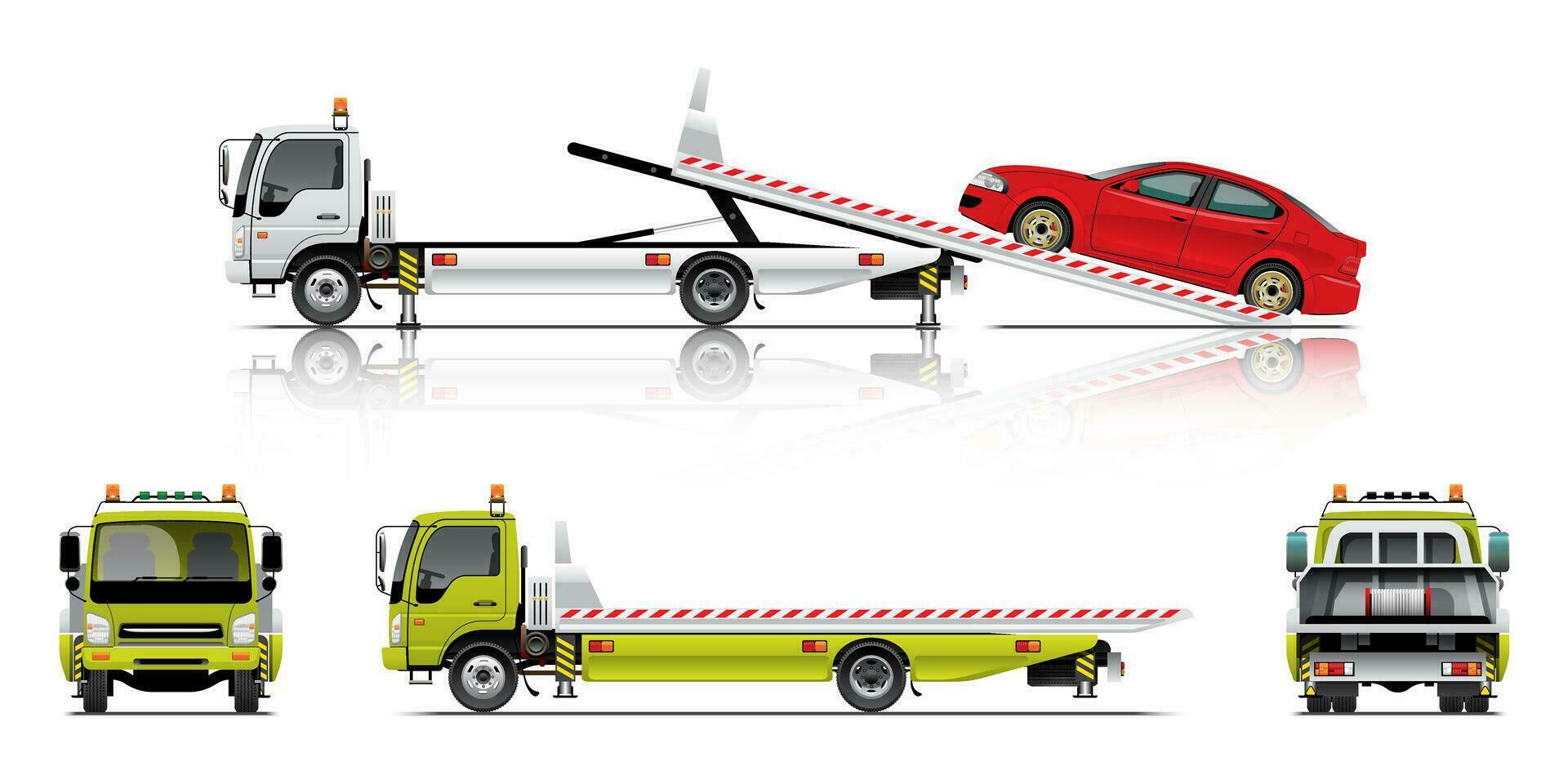 White Tow Truck Sliding Red Car vector