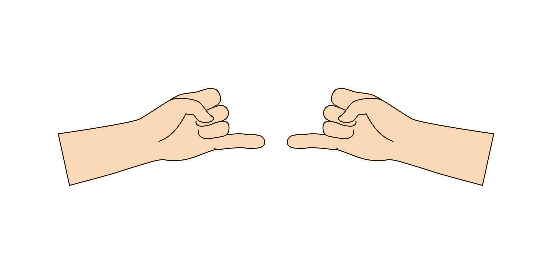 aislado gesto dos manos de reconciliación con extendido pequeño dedo. vector beige color.