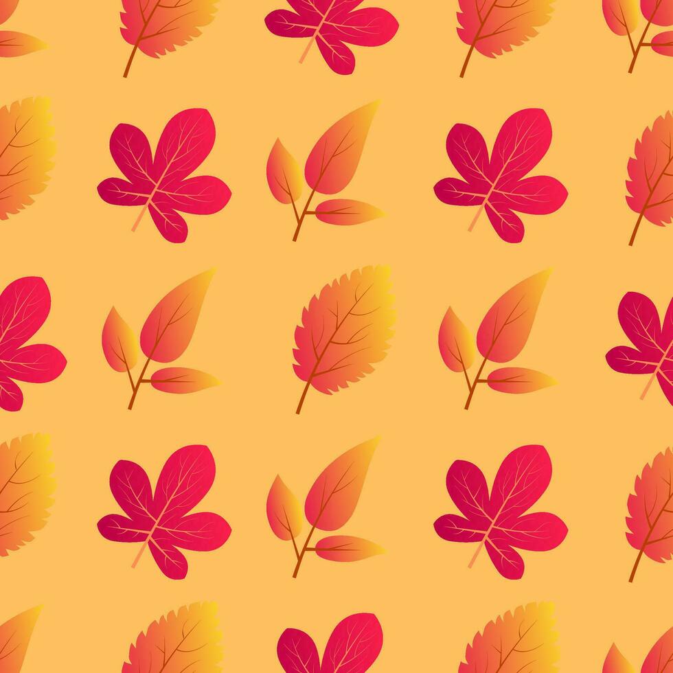 Autumn seamless background with colorful leaves. Design for fall season posters, wrapping papers and holidays decorations. Vector illustration