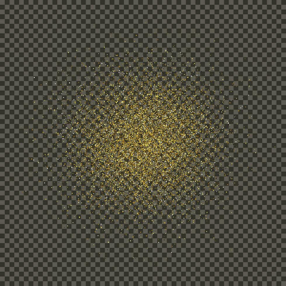 Gold glittering dust on a gray background. Dust with gold glitter effect and empty space for your text.  Vector illustration