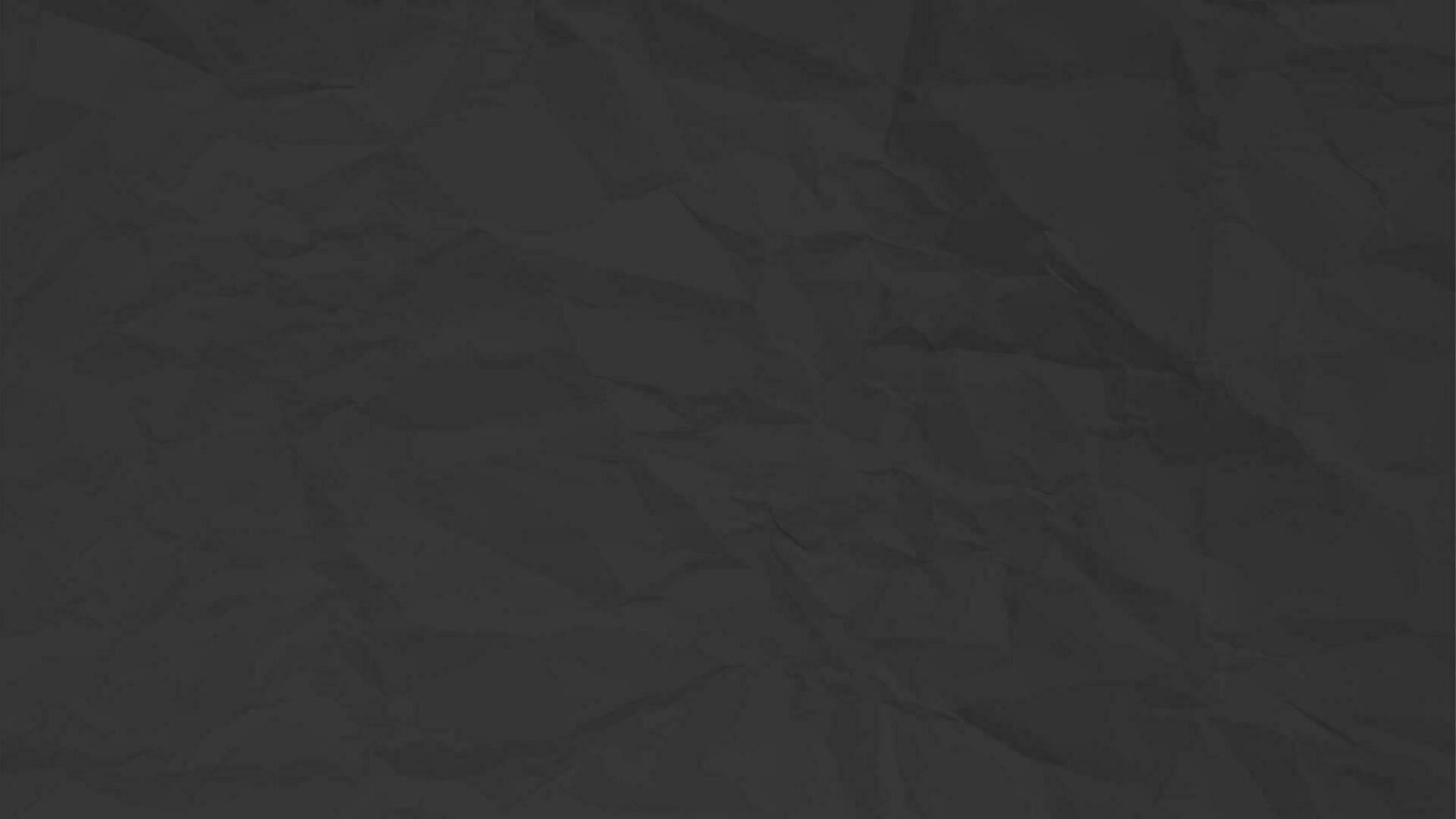 Black clean crumpled paper background. Horizontal crumpled empty paper template for posters and banners. Vector illustration
