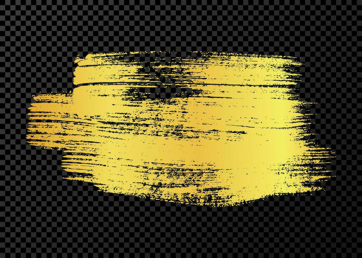 Gold grunge brush stroke. Painted ink smear. Ink spot isolated on background. Vector illustration