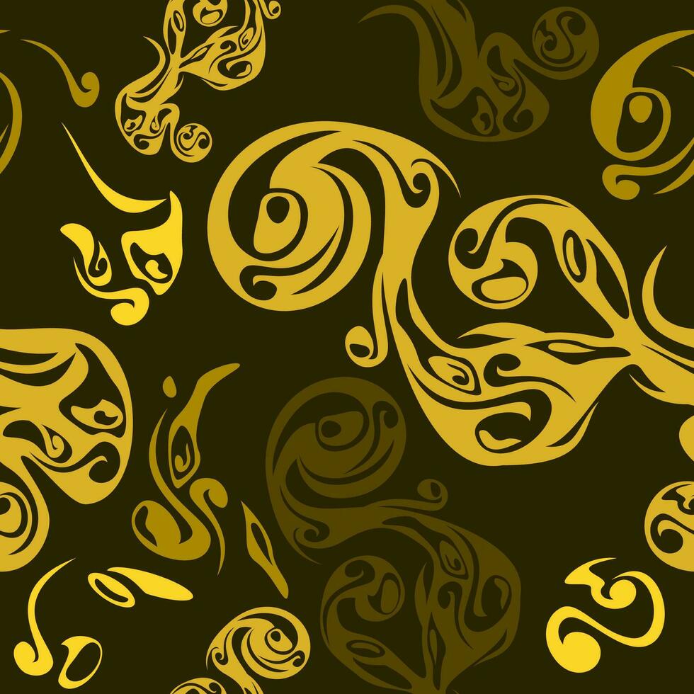 Editable Golden Floral Motif Vector Seamless Pattern With Dark Background for Decorative Element